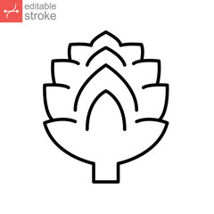 Artichoke icon. fresh diet organic nature vegetable food. Salad vegetarian healthy, vegan nutrition. Editable stroke. Outline style pictogram. Vector illustration. Design on white background. EPS 10