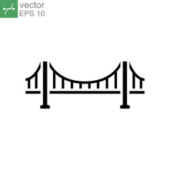 Bridge icon, solid style, road, architecture. Ground transportation. Constructions of  stone metal girders architectural symbol for web graphic. Vector illustration. Design on white background EPS 10