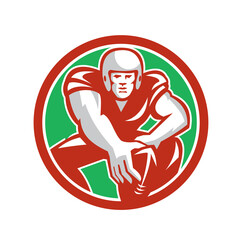 Football Player Snap Circle Retro