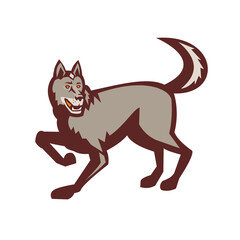 Gray Wolf Side View Retro