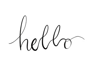 Obraz premium Handwriting Hand Lettering Hello Calligraphy Text Greeting Scripts