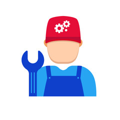 Mechanic icon with flat style on isolated background