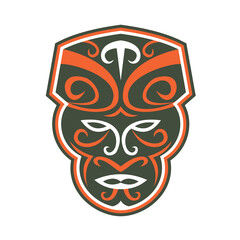 Maori Mask Face Front Retro