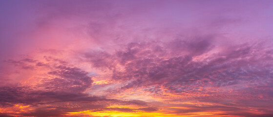 The sky was covered with multicolored clouds. Panorama background image at dusk before sunrise