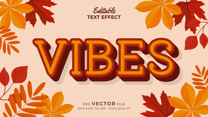 Editable text style effect - autumn text with maple leaves illustration