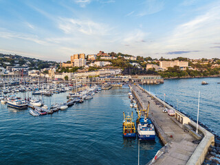 Fototapeta premium Torquay Harbour and Marina, English Riviera from a drone, Devon, England, Europe 