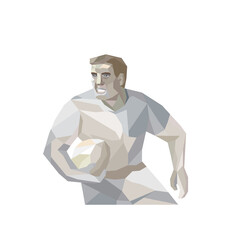 Rugby Player Running Low Polygon