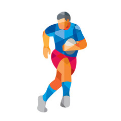 Fototapeta na wymiar Rugby Player Running Low Polygon