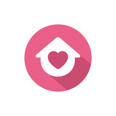 House with heart logo template, stay at home logo design, love home logo icon