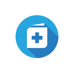 Medical book logo icon, book and health cross logo, medical encyclopedia illustration