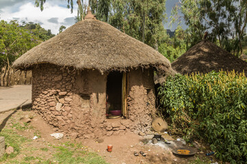 Fototapeta na wymiar Traditional round hous in Lalibela, Ethiopia