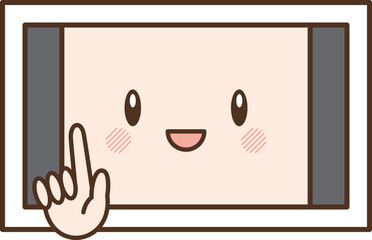 人差し指を立てる擬人化された白いタブレット