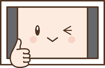 親指を立てる擬人化された白いタブレット