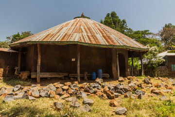 Small church of Ura Kidane Meret (Mihret) monastery at Zege peninsula in Tana lake, Ethiopia