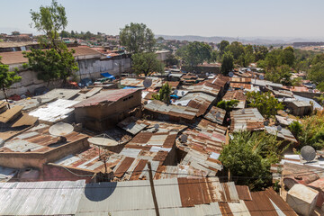 Aerial view of a poor neighborhood in Harar, Ethiopia