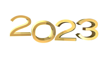 2023 numbers in 3d, gold