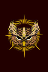 Obraz premium Owl head vector illustration