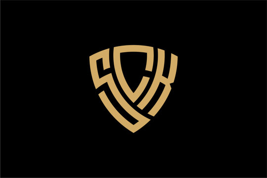 SCK creative letter shield logo design vector icon illustration