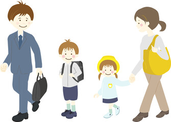 進学・家族4人（子供が小さい頃）