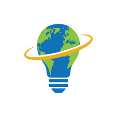 world map combination bulb logo design