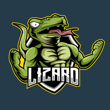 lizard angry mascot logo gaming