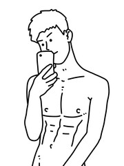 black and white of cute man cartoon for coloring