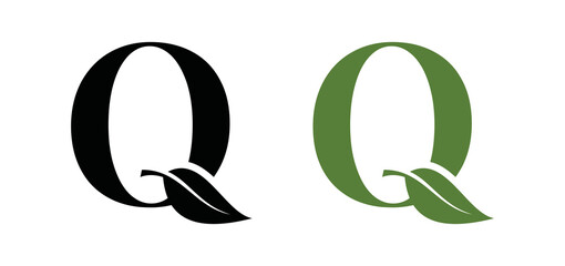 Letter Q with leaf icon modern flat logo vector