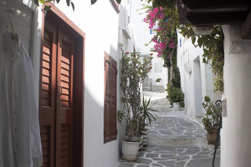 street with flowers in Naxos