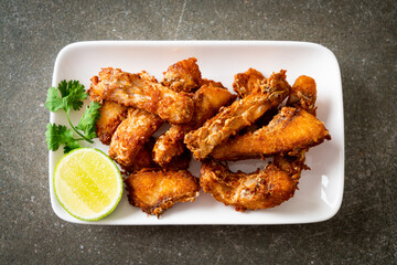 Fried Snapper Belly on white plate
