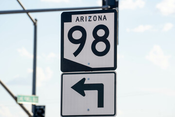 Road sign of Highway 98 located in Page, Arizona
