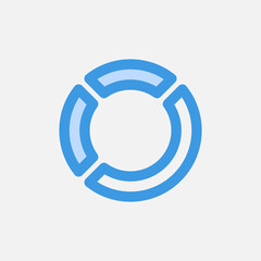 Pie chart icon in blue style about user interface, use for website mobile app presentation