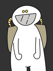 cute space man cartoon on gray background