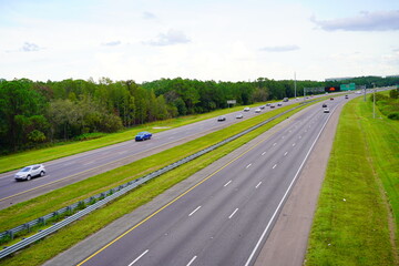 Tampa, FL, USA - 09 01 2022: Aerial view of A beautiful highway in Florida