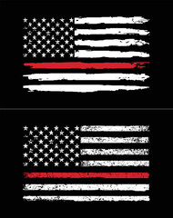 American Flag Red Line Design