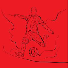 Football Player Shooting Pose. Vector style illustration