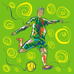 Football Player Shooting Pose. Vector style illustration