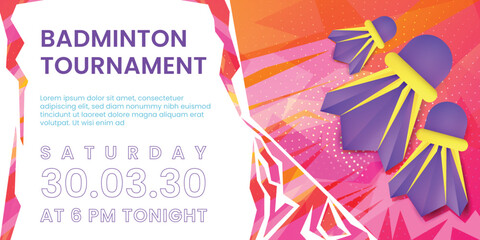 Colorful Badminton Tournament Banner Template