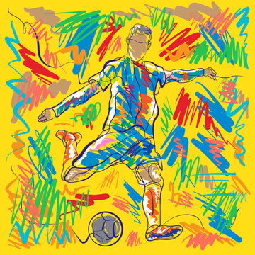 Football Player Shooting Pose. Vector style illustration © Visualroom