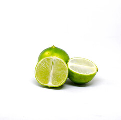 Lime lemon, the sour fruit on the white background