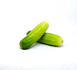Fresh cucumber on the white background