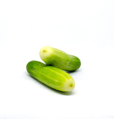 Fresh cucumber on the white background