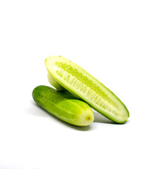 Fresh cucumber on the white background
