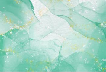 Green and Gold Watercolor Abstract Background Vector