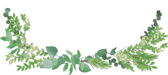 水彩画。水彩タッチの植物ベクターフレーム。緑の植物ベクター装飾枠。水彩画のハーブフレーム。Watercolor painting. Watercolor touch plant vector frame. Green plant vector decoration frame. Watercolor herb frame.