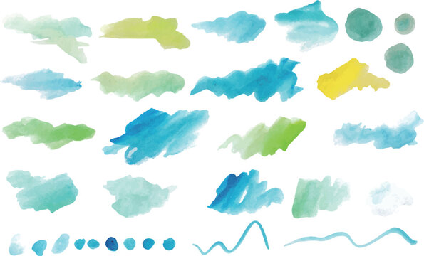 水彩画。水彩タッチで描いた絵の具テクスチャー。水彩画の落書き。手描きグラフィック。Watercolor painting. Paint texture with watercolor touch. Watercolor doodles. Hand painted graphics.