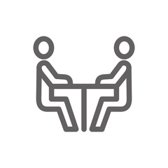 businessmen in discussion icon. Perfect for web design or business applications. Simple vector illustration.