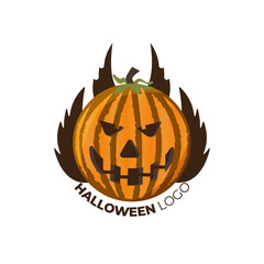 Halloween Vector Badges Logo or Labels Pumpkin Ghost