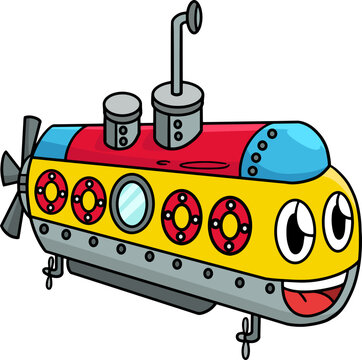 recommend clip art: Submarine with Face Vehicle Cartoon Clipart