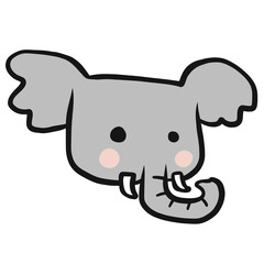 Elephant Animal face doodle style cartoon illustration	