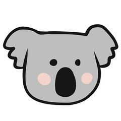 Koala Animal face doodle style cartoon illustration	